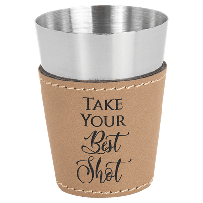 Personalized Leatherette & Stainless-Steel Shot Glasses (set of 2)