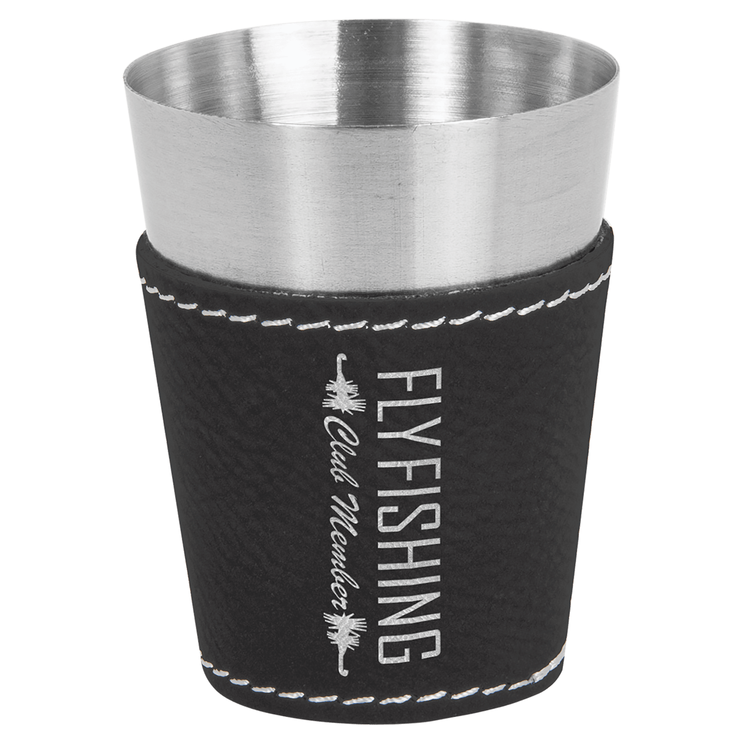 Personalized Leatherette & Stainless-Steel Shot Glasses (set of 2)