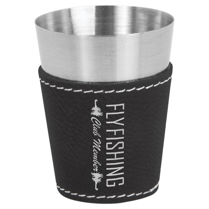 Personalized Leatherette & Stainless-Steel Shot Glasses (set of 2)