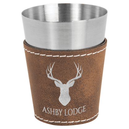 Personalized Leatherette & Stainless-Steel Shot Glasses (set of 2)