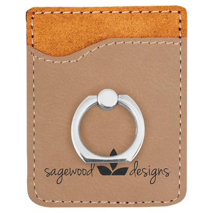 Engraved Leatherette Phone Wallet with Ring