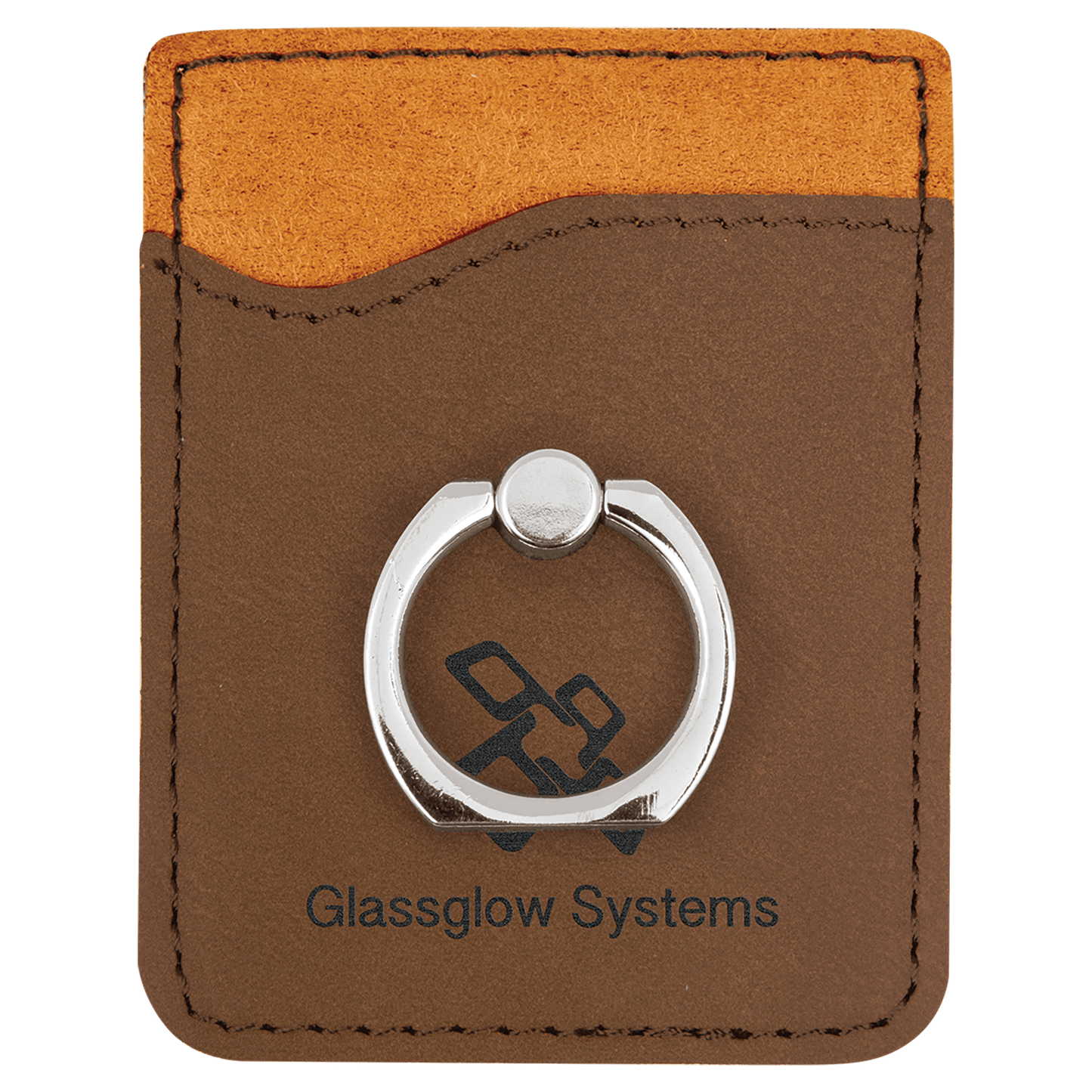 Engraved Leatherette Phone Wallet with Ring