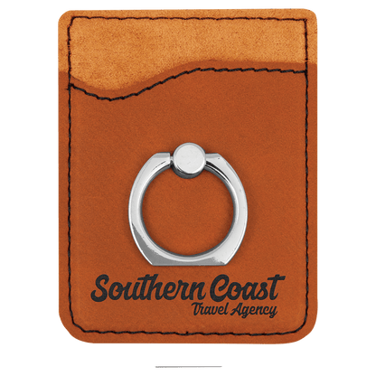 Engraved Leatherette Phone Wallet with Ring