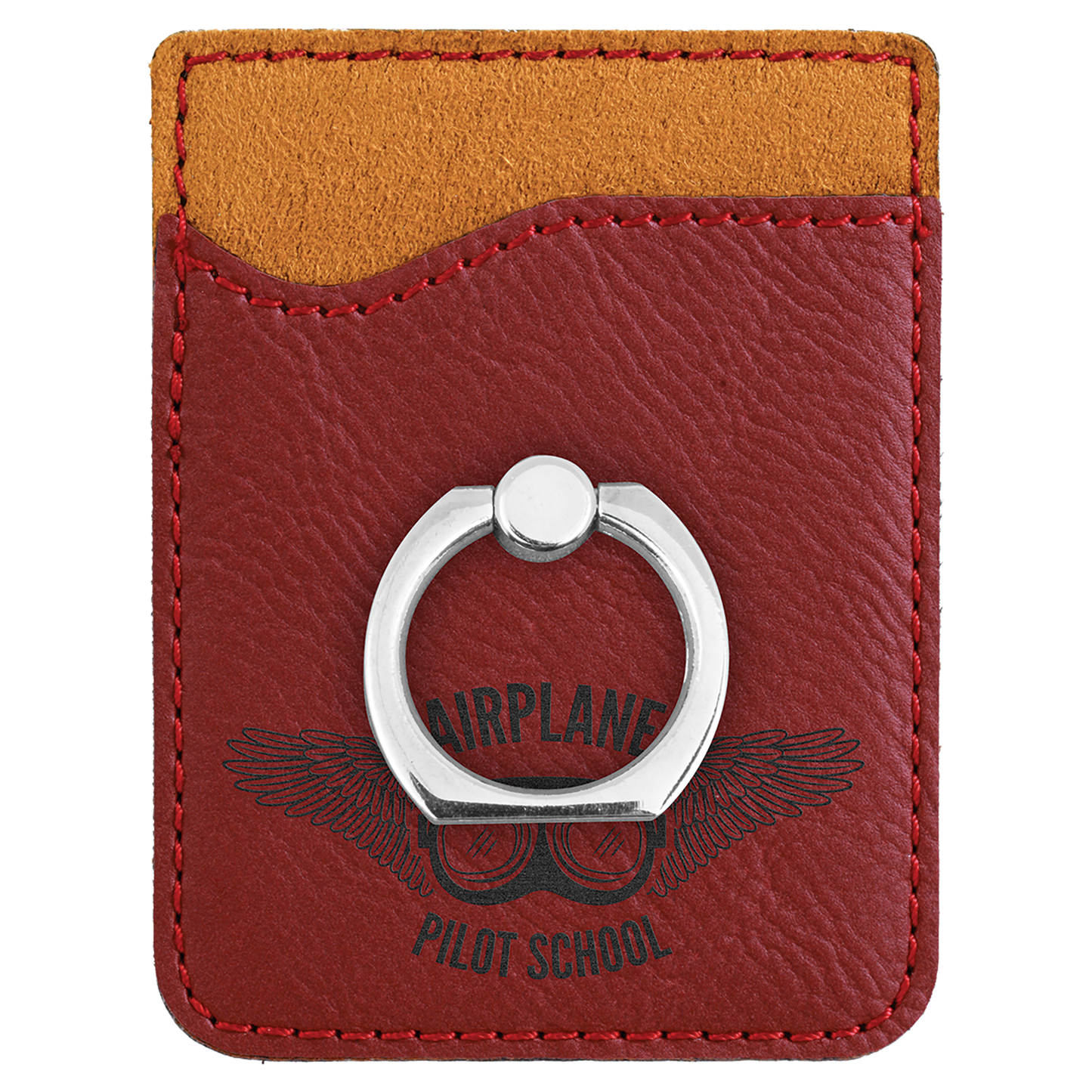 Engraved Leatherette Phone Wallet with Ring