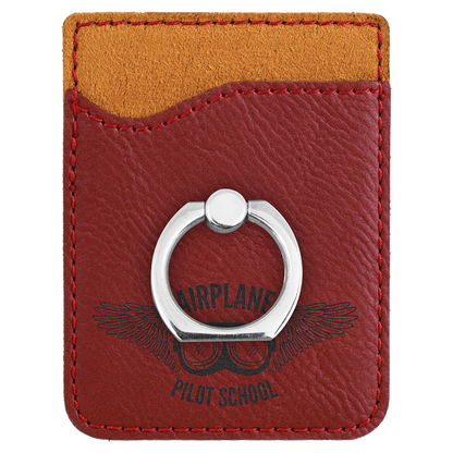 Engraved Leatherette Phone Wallet with Ring