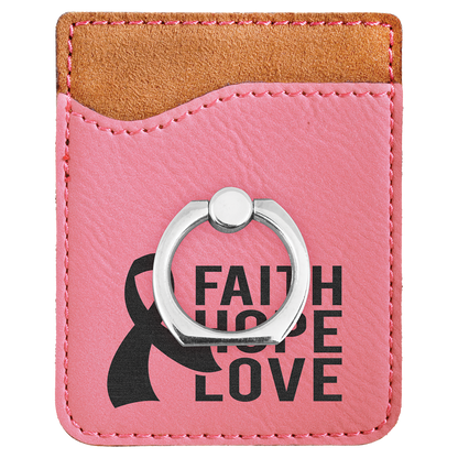 Engraved Leatherette Phone Wallet with Ring