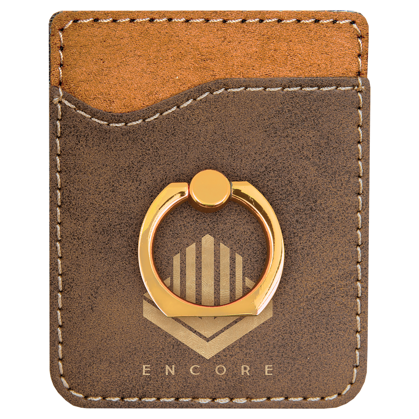 Engraved Leatherette Phone Wallet with Ring