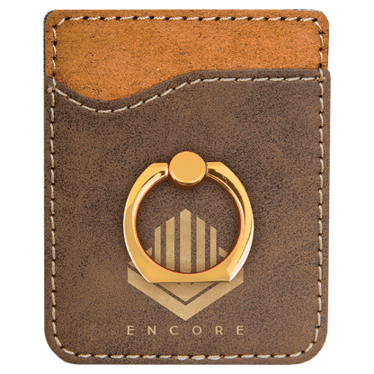 Engraved Leatherette Phone Wallet with Ring