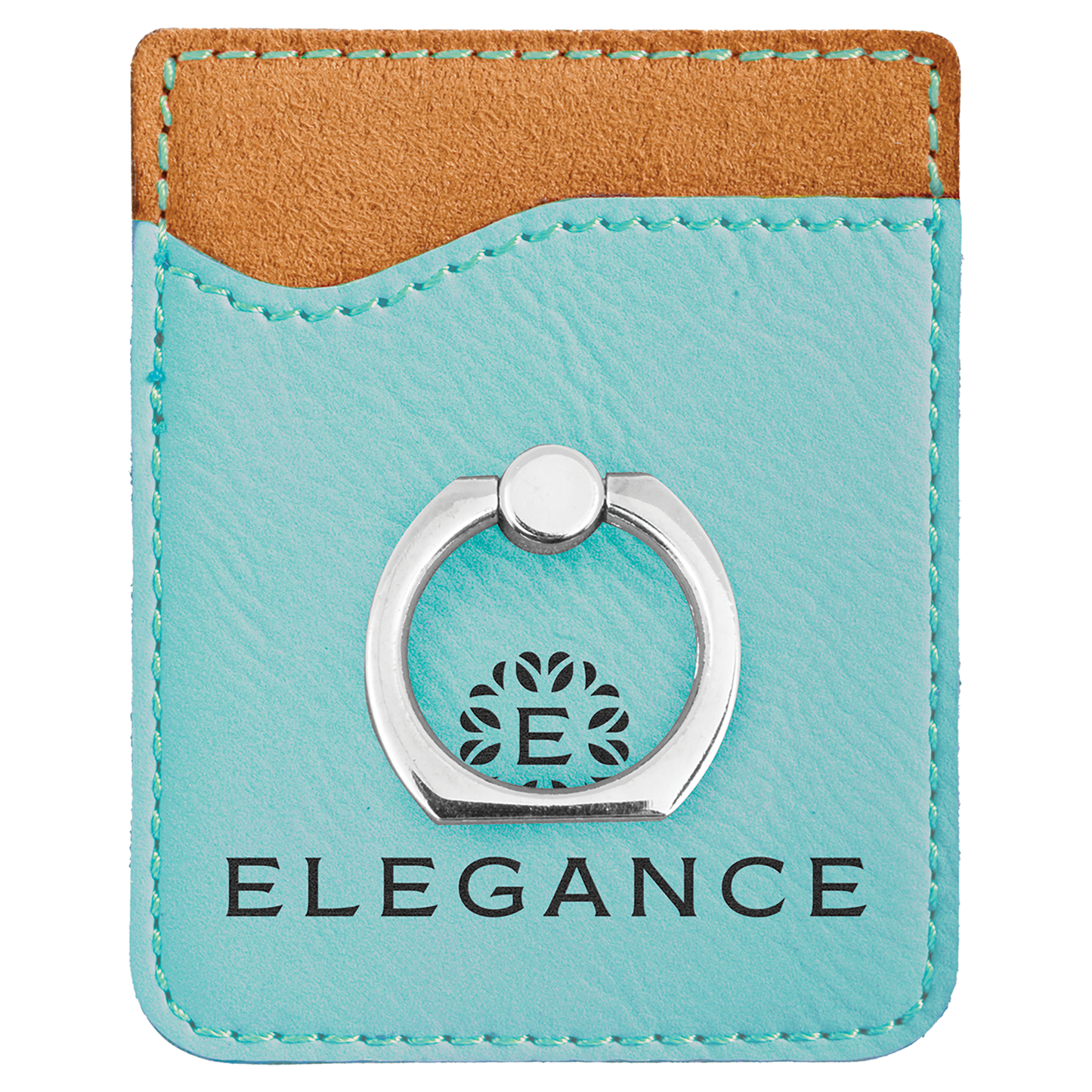 Engraved Leatherette Phone Wallet with Ring