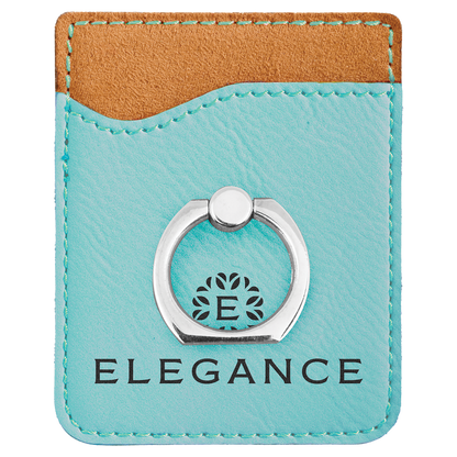 Engraved Leatherette Phone Wallet with Ring