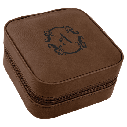 Engraved Leatherette Travel Jewelry Box