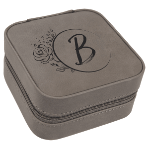 Engraved Leatherette Travel Jewelry Box