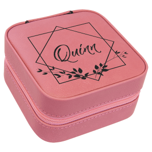 Engraved Leatherette Travel Jewelry Box