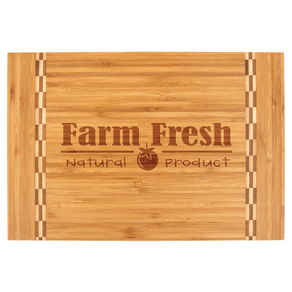 Custom Bamboo Cutting Board with Butcher Block Inlay