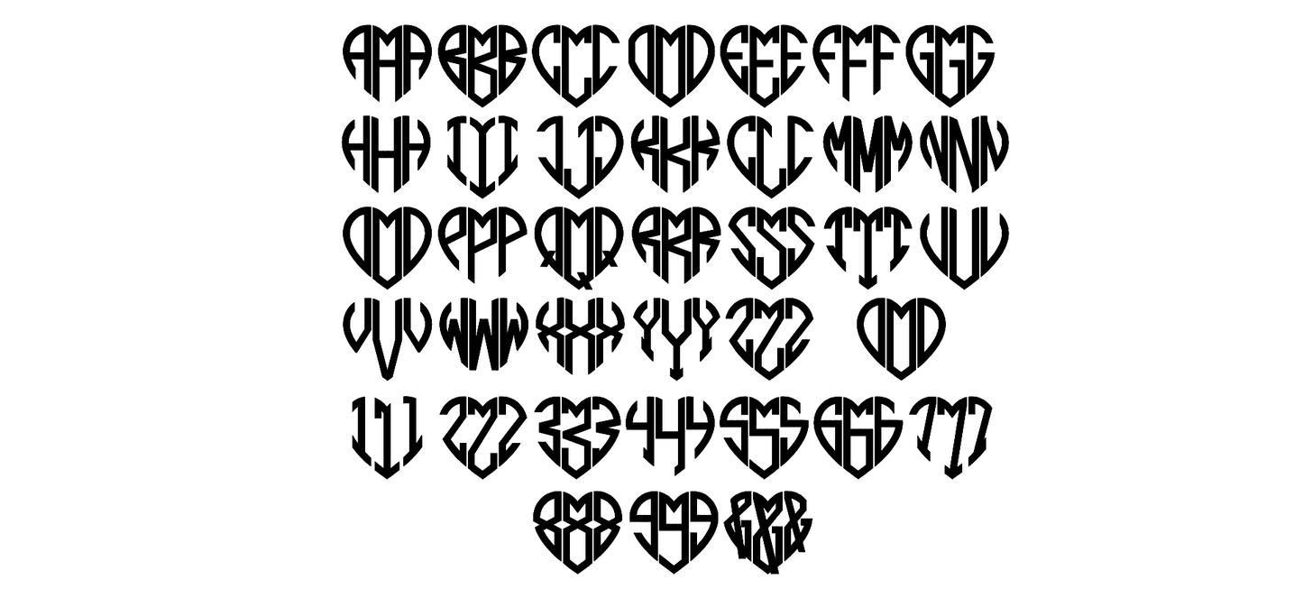 Heart Font Initial Charms (Charms Only)