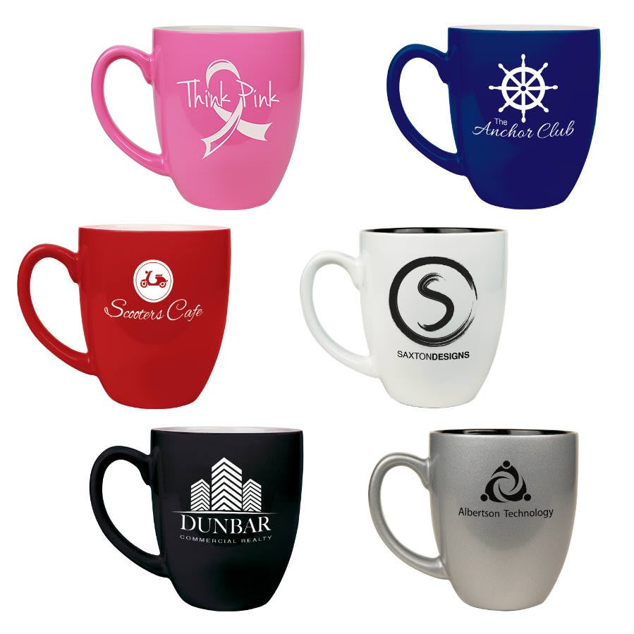 16 onzas. Bistro LazerMug Cerámica Personalizable