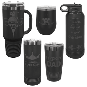 Custom Engraved Insulated Polar Camel Tumblers Black Ion Plated Colors