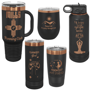 Custom Engraved Insulated Polar Camel Tumblers Black Ion Plated Colors