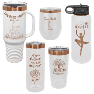 Custom Engraved Insulated Polar Camel Tumblers White Ion Plated Colors