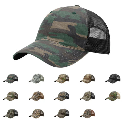 Richardson 111 Garment Washed Trucker Hat with Custom Leatherette Patch