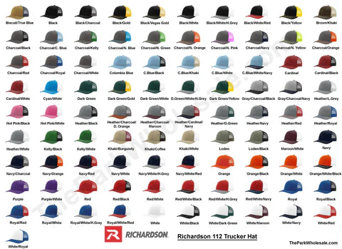 Richardson 112 Trucker Hat Snapback Cap with Custom Leatherette Patch