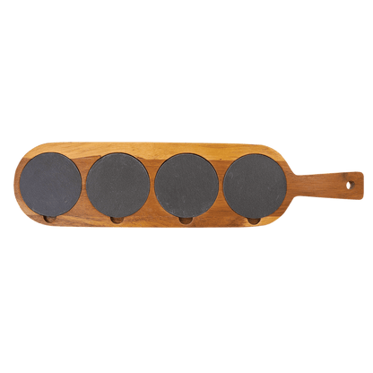 Customized Laser Engraved Acacia Wood/Slate Serving Board - Beer Flight