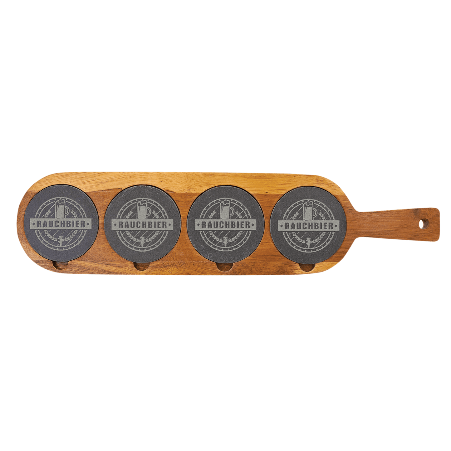 Customized Laser Engraved Acacia Wood/Slate Serving Board - Beer Flight