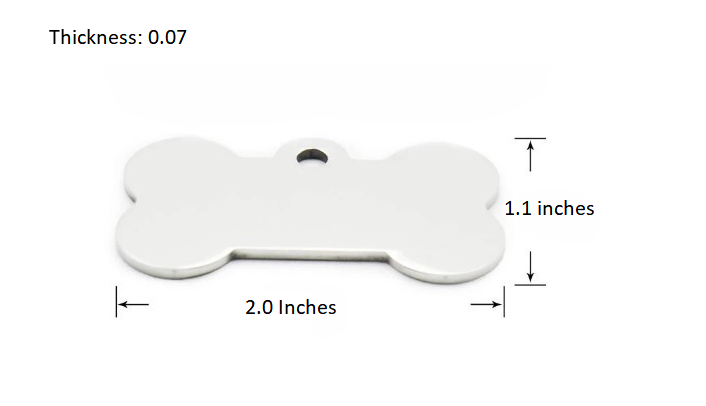 Customized Stainless Steel ID Tag, Bone Shaped (Large)