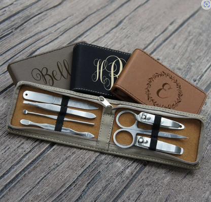 Personalized Leather Manicure Set Case