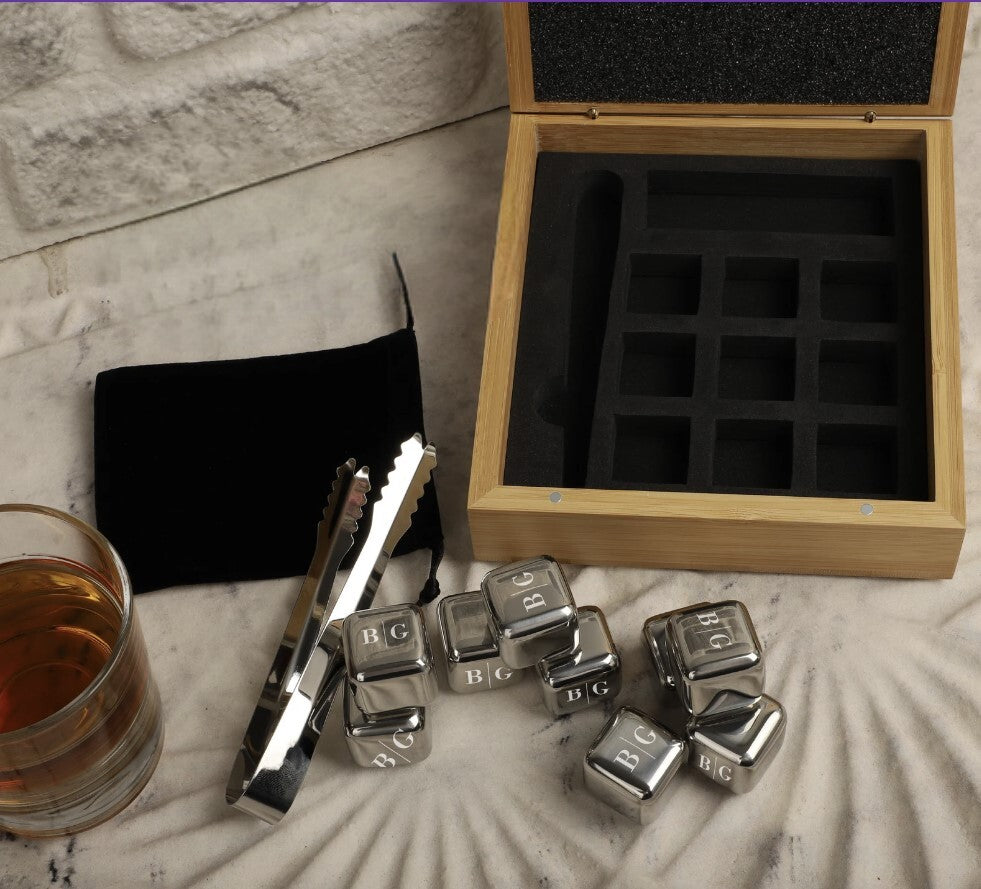 Custom Engraved Stainless Steel Whiskey Stone Set