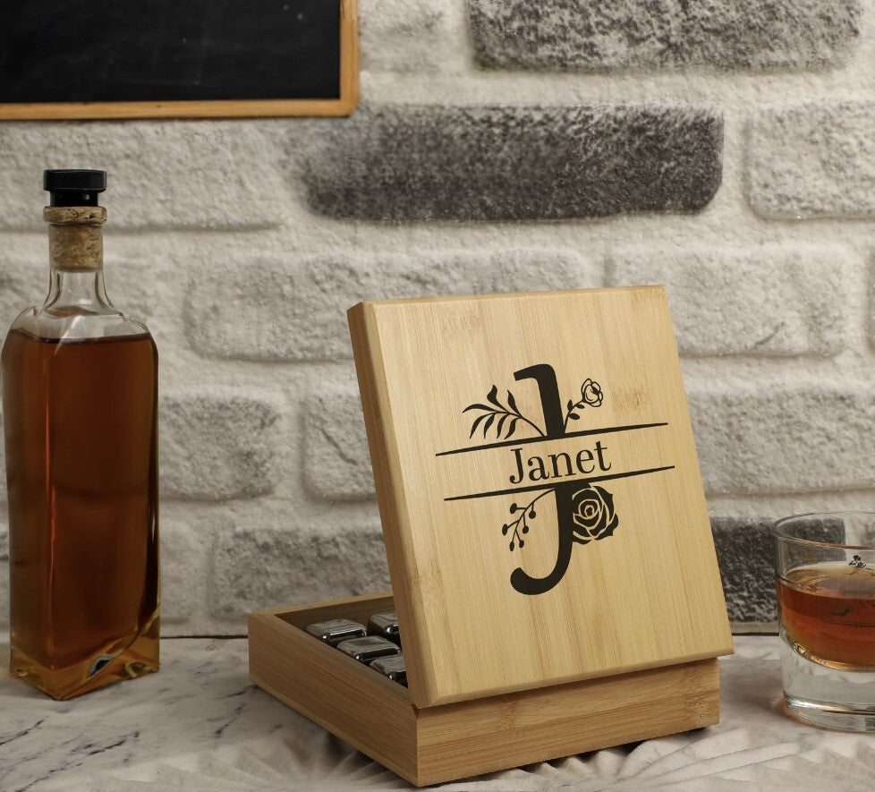 Custom Engraved Stainless Steel Whiskey Stone Set