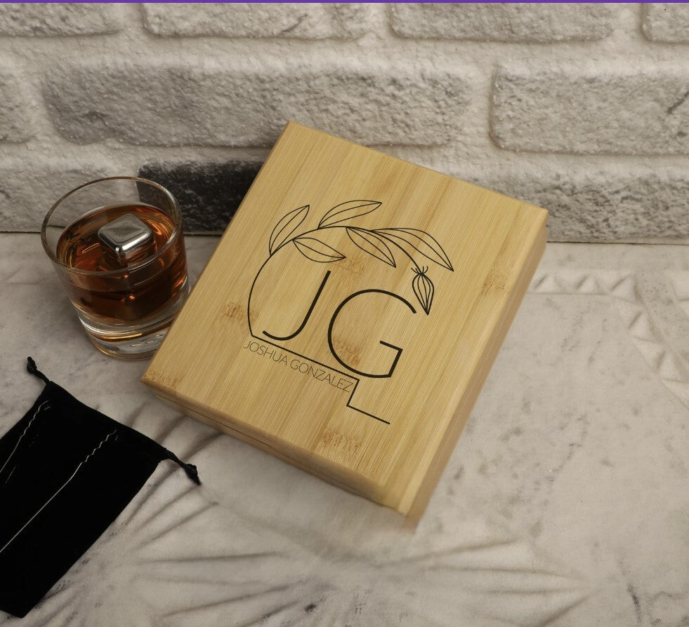 Custom Engraved Stainless Steel Whiskey Stone Set