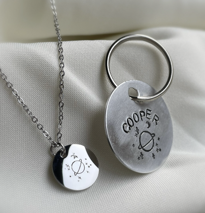 Pet Tag and Matching Necklace Pet Owner Gift Set