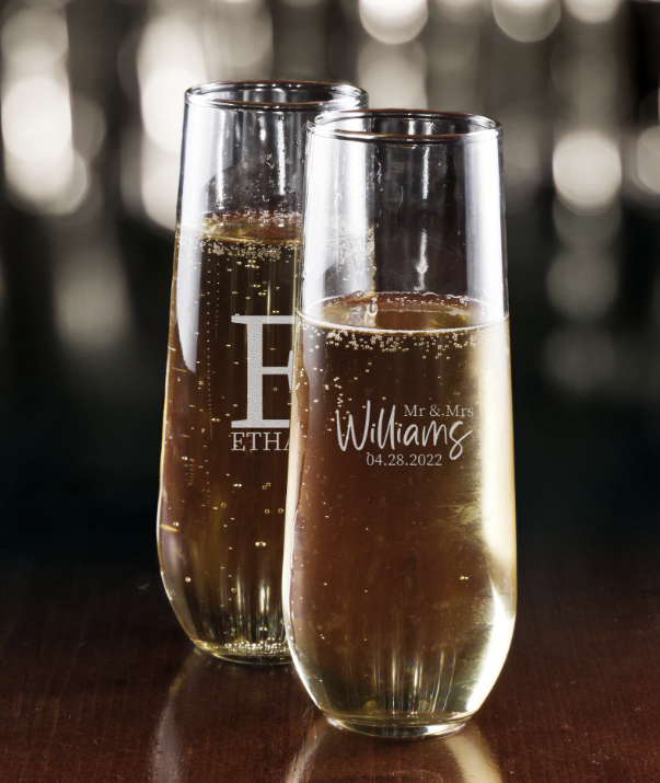 Personalized Stemless Champagne Flutes (set of two)