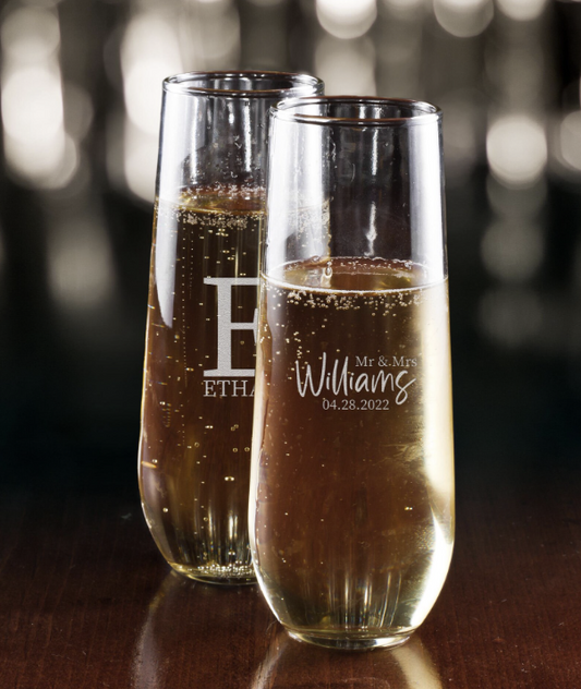 Personalized Stemless Champagne Flutes (set of two)