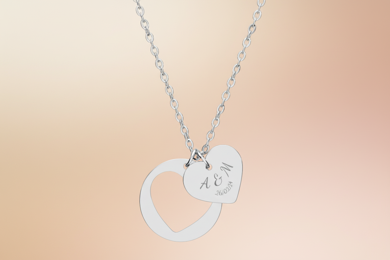 Engraved Heart Cutout Necklace