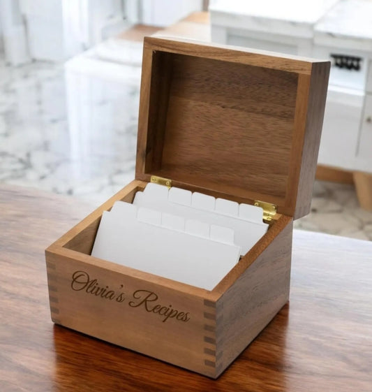 Personalized Acacia Recipe Box