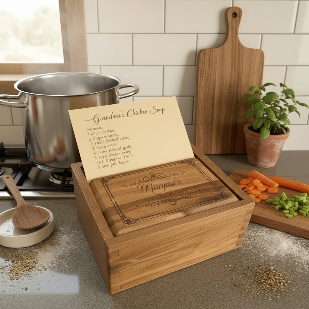 Personalized Acacia Recipe Box