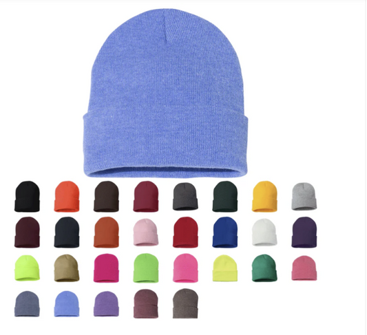 Beanie Cap with Custom Leatherette Patch