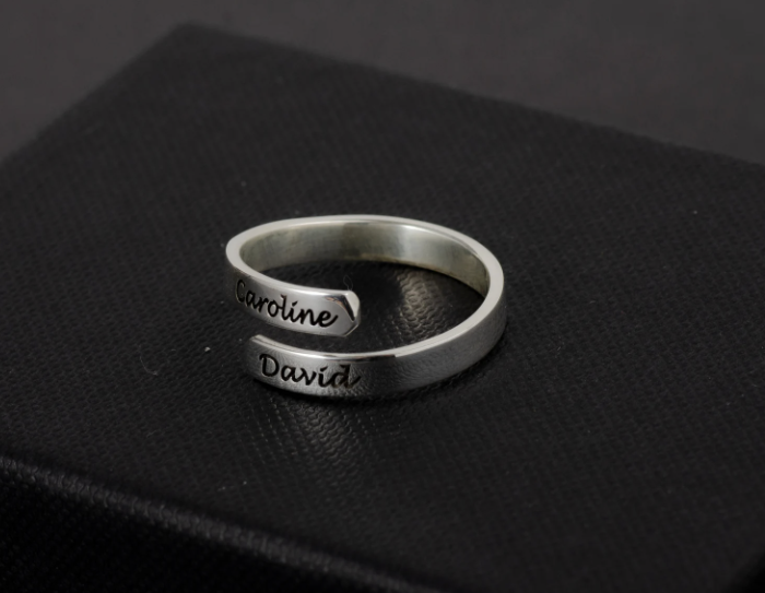 Engraved Double Name Ring