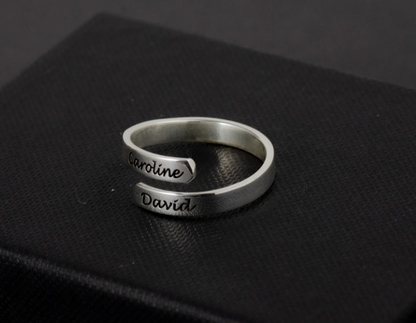 Engraved Double Name Ring