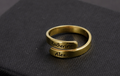 Engraved Double Name Ring
