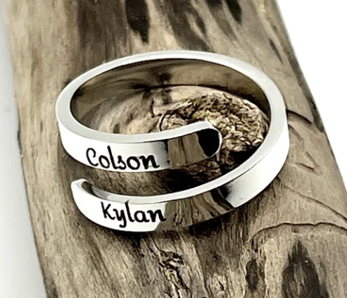Engraved Double Name Ring