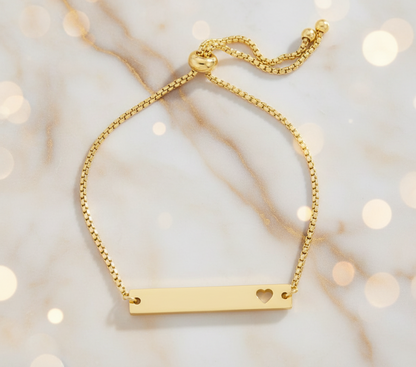 Personalized Heart Bar Adjustable Bracelet