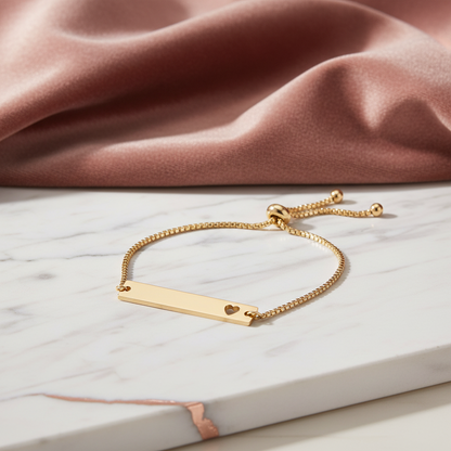 Personalized Heart Bar Adjustable Bracelet