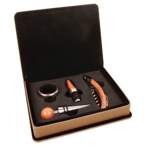 Leatherette 4-Piece Wine Tool Set