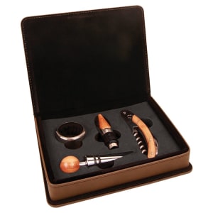 Leatherette 4-Piece Wine Tool Set