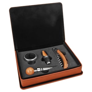 Leatherette 4-Piece Wine Tool Set