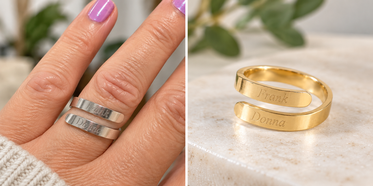 Engraved Double Name Ring