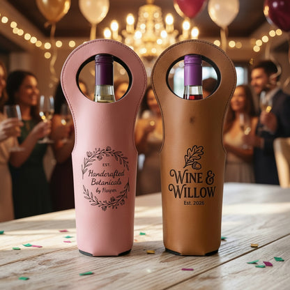 Custom Laser Engraved Leatherette Wine Bag